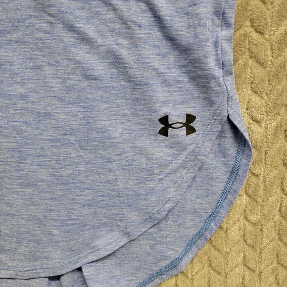 Under Armour Top T-Shirt Womens‎ Size XS Blue Logo Workout Training Casual Gym - Picture 5 of 7